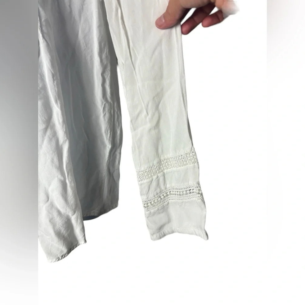 Sundance Catalog White Sheer Long Sleeve Boho Tunic Shirt Blouse Size Small - Picture 3 of 7